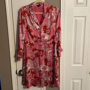 J.Crew pink paisley printed satin dress